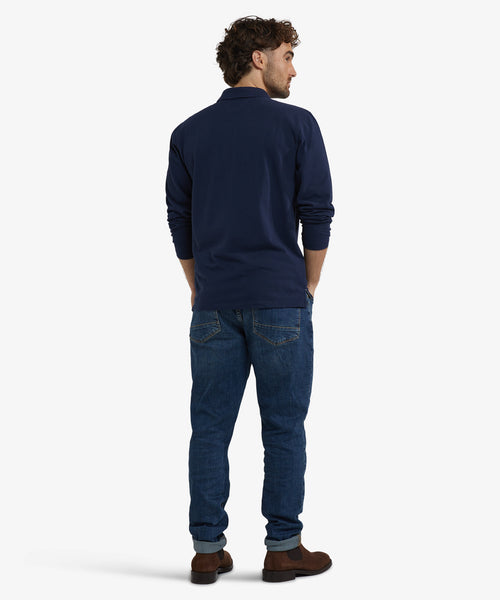 Long Sleeve Piqué Polo | Navy