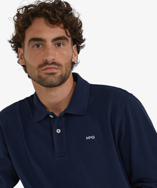 Long Sleeve Piqué Polo | Navy