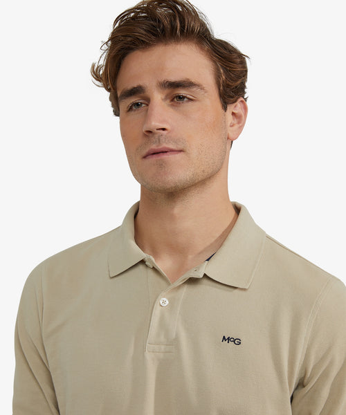 Long Sleeve Piqué Polo | Sand