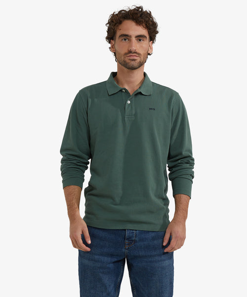 Long Sleeve Piqué Polo | Winter Sage
