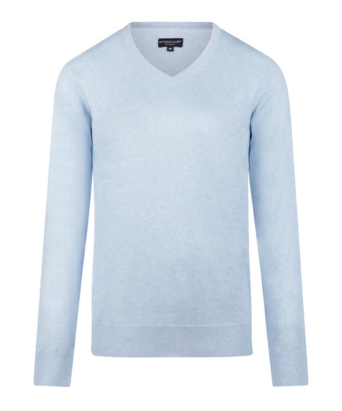 Trui Katoen-Kasjmier V-Hals | Light Blue