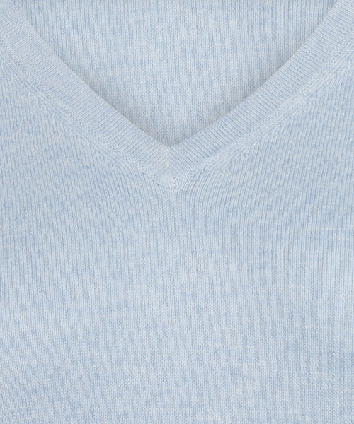 Trui Katoen-Kasjmier V-Hals | Light Blue