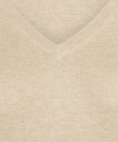 Trui Katoen Cashmere V-Hals | Sand