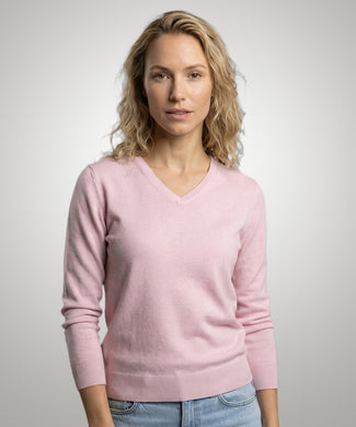 Sweater Cotton-Cashmere V-Neck | Light Pink
