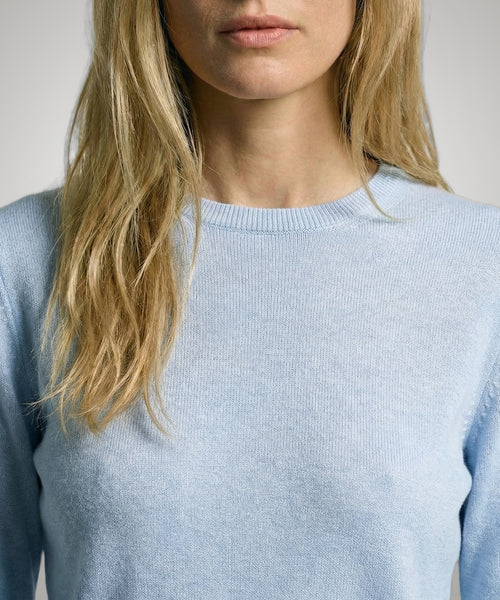 Trui Katoen-Kasjmier Ronde Hals | Light Blue