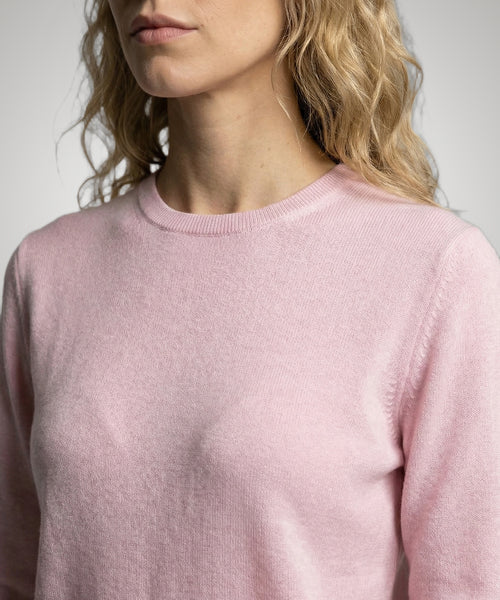 Trui Katoen-Kasjmier Ronde Hals | Light Pink