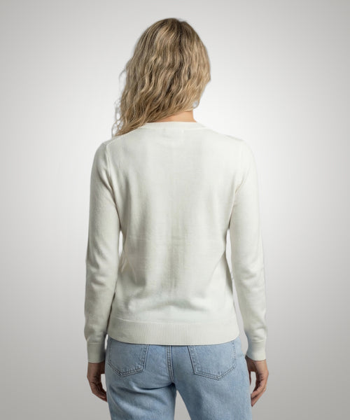 Trui Katoen-Kasjmier Ronde Hals | Off White