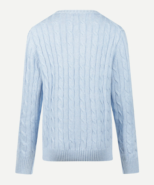 Trui Kabelpatroon Katoen Cashmere Ronde Hals | Light Blue