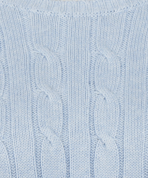Trui Kabelpatroon Katoen Cashmere Ronde Hals | Light Blue