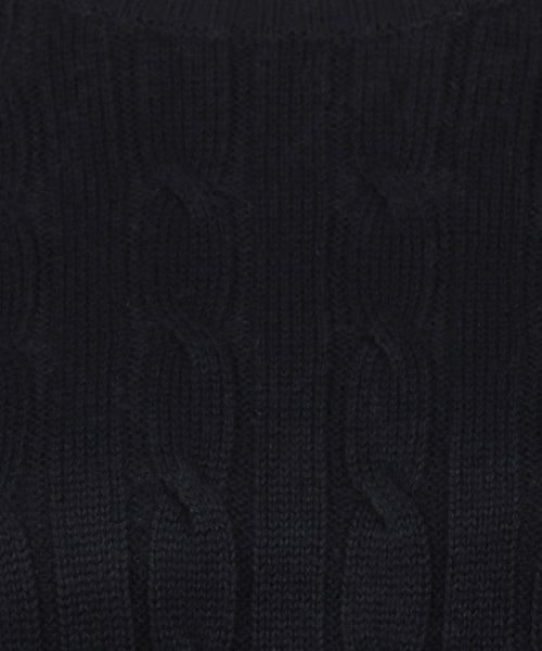 Trui Kabelpatroon Katoen Cashmere Ronde Hals | Navy