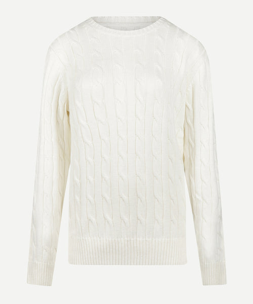 Cable Knit Sweater Cotton Cashmere Crew Neck | Off White