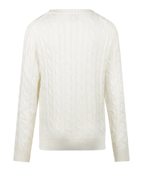Cable Knit Sweater Cotton Cashmere Crew Neck | Off White