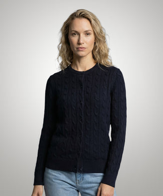 Knoopvest Kabelpatroon Katoen-Kasjmier | Navy