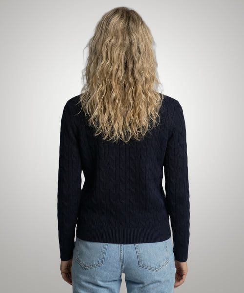 Knoopvest Kabelpatroon Katoen-Kasjmier | Navy