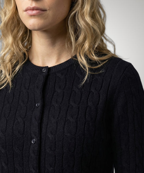 Knoopvest Kabelpatroon Katoen-Kasjmier | Navy