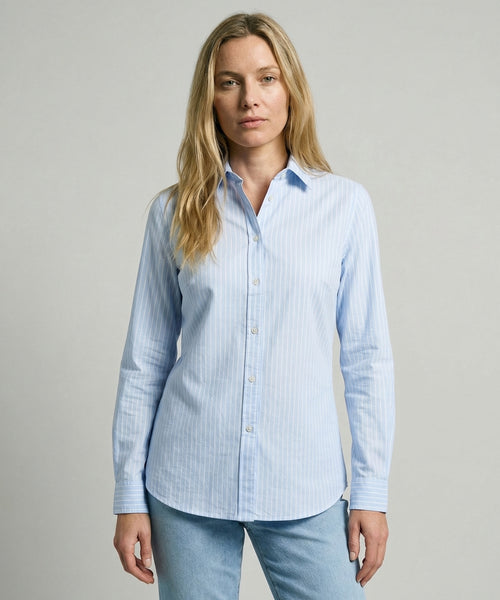 Blouse Katoen Linnen Streep | Light Blue