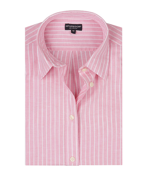 Blouse Cotton Linen Stripe | Light Pink