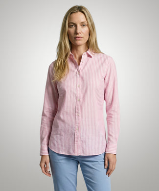 Blouse Katoen Linnen Streep | Light Pink