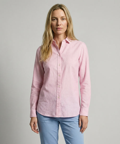 Blouse Katoen Linnen Streep | Light Pink