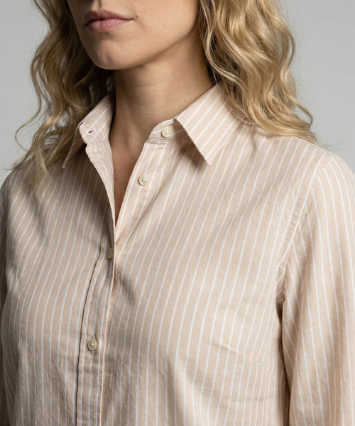 Blouse Cotton Linen Stripe | Ecru