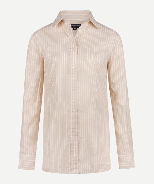 Blouse Cotton Linen Stripe | Ecru