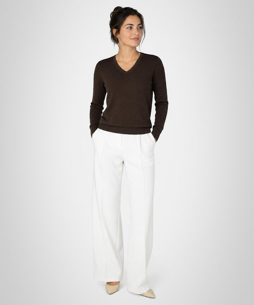 Trui Katoen-Kasjmier V-Hals | Chocolate Brown