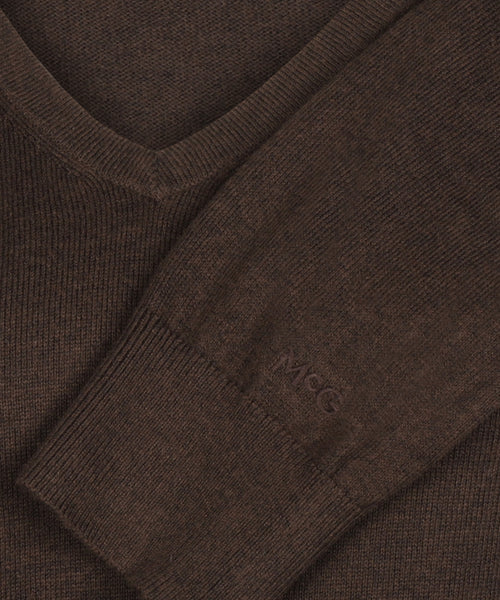 Trui Katoen-Kasjmier V-Hals | Chocolate Brown