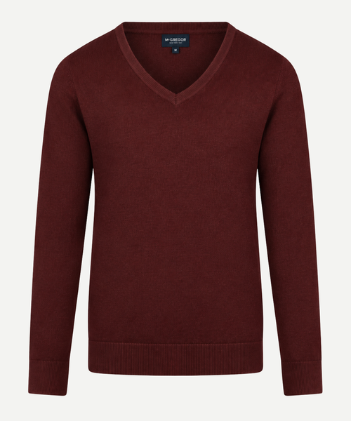 Trui Katoen-Kasjmier V-Hals | Burgundy