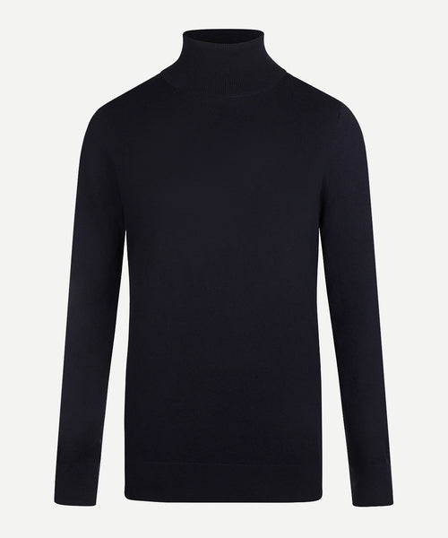 Trui Katoen-Kasjmier Col | Navy