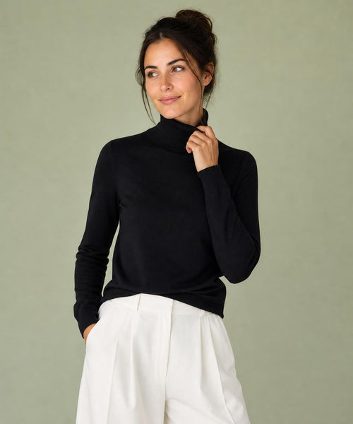 Trui Katoen-Kasjmier Col | Navy