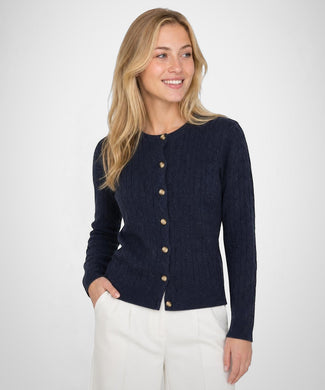 Button Cable Vest Wol | Navy