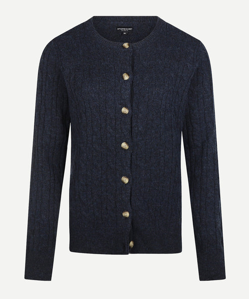 Button Cable Vest Wool | Navy