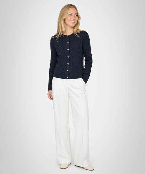 Button Cable Vest Wool | Navy
