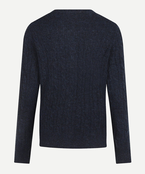 Button Cable Vest Wool | Navy