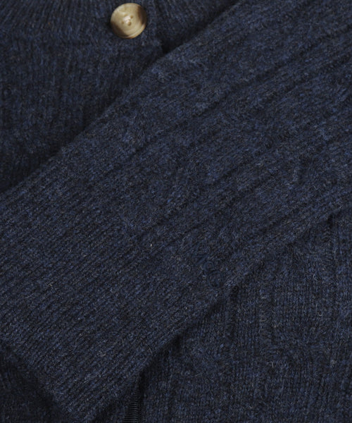 Button Cable Vest Wool | Navy