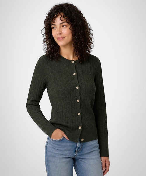 Button Cable Vest Wool | Dark Olive