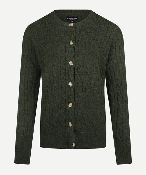 Button Cable Vest Wool | Dark Olive