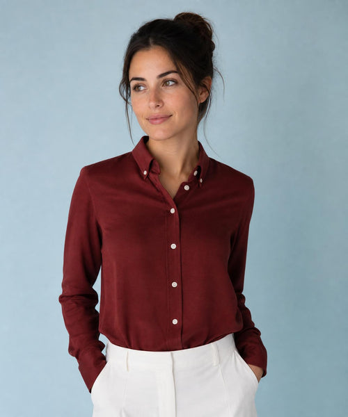 Blouse Stretch Piqué | Burgundy